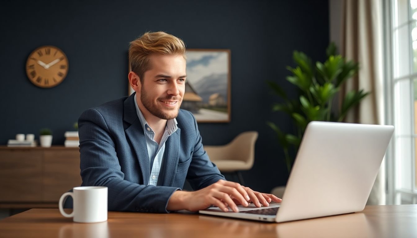 Solo real estate agent reviewing 3-year nurture sequence ROI on laptop, Katy Texas home office