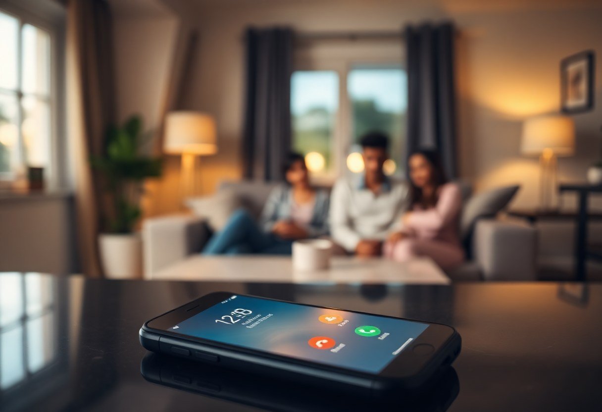 Smartphone showing active AI receptionist call handling bilingual customer inquiry in real-time