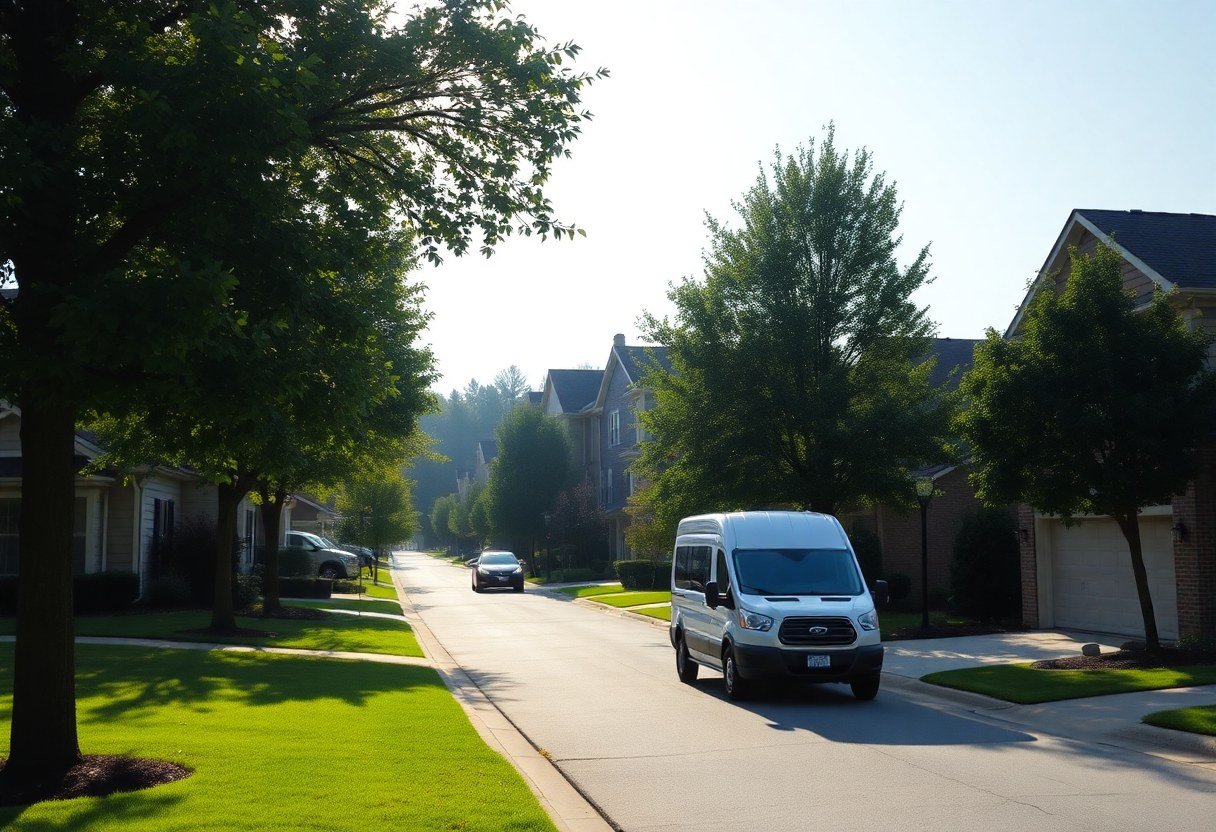 Residential street in Sandy Springs showing typical Atlanta home service environment