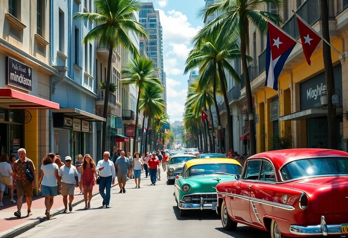 Street scene in Little Havana showing the vibrant, multilingual, high-energy environment where LeadExploder's AI answering service operates for Miami businesses