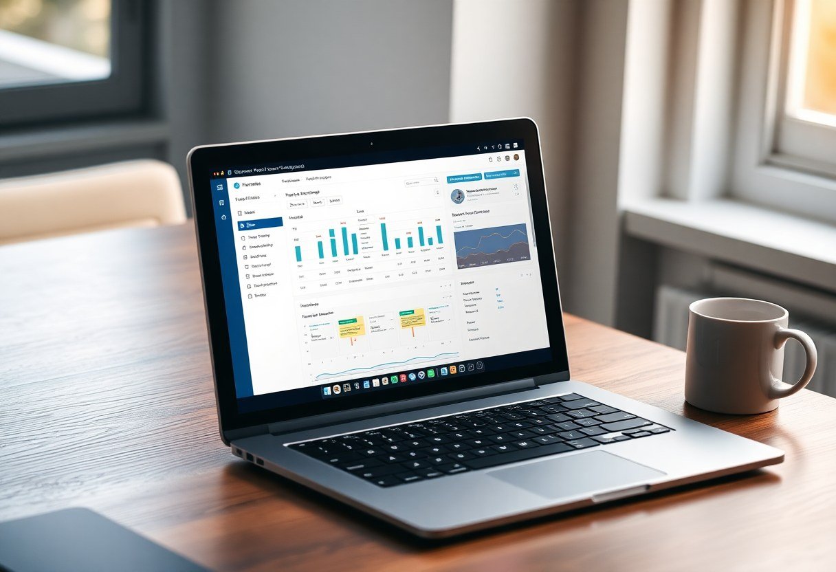 CRM dashboard on laptop showing plumbing lead pipeline and call activity
