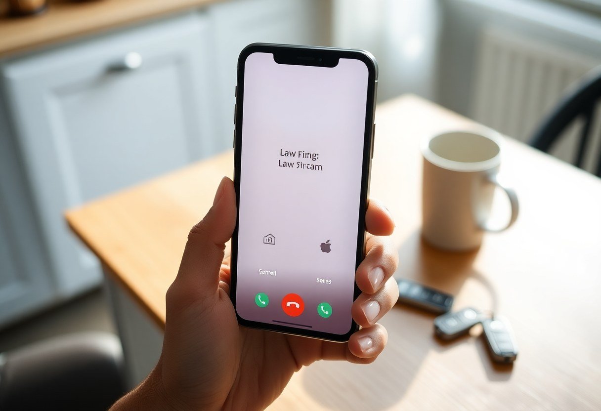 Smartphone receiving incoming call from law firm with AI receptionist