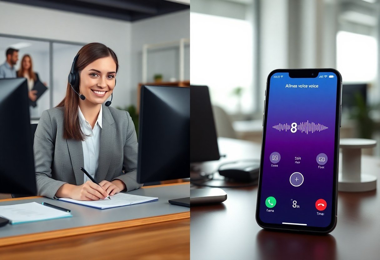 Comparison of human receptionist call handling versus AI receptionist interface